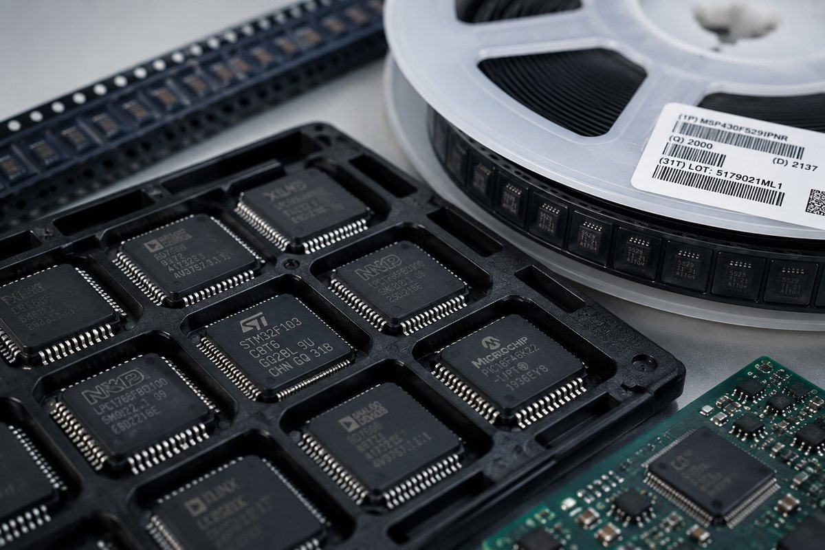 Integrated circuits in trays and semiconductor reels prepared for supply